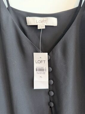 LOFT Black Tank Top with Covered Buttons